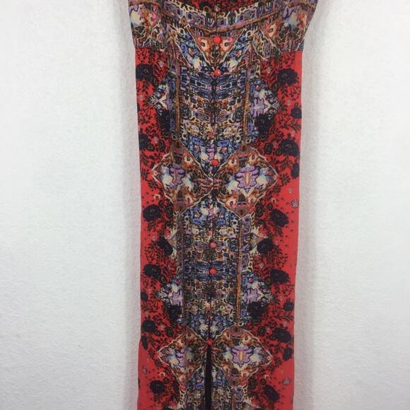 Free People Morning Song Red Floral Paisley Printed Button Lace Maxi Dress XS - Picture 10 of 16